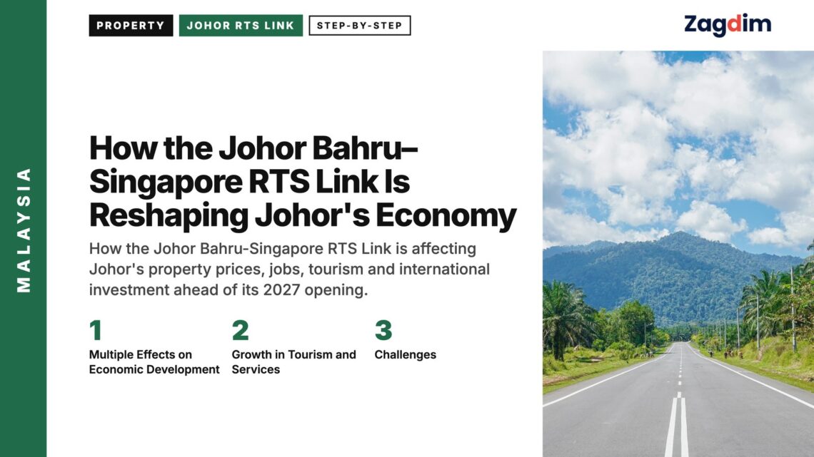 Rural — palm-lined country road toward misty mountains, illustrating How the Johor Bahru–Singapore RTS Link Is Reshaping Johor's Economy