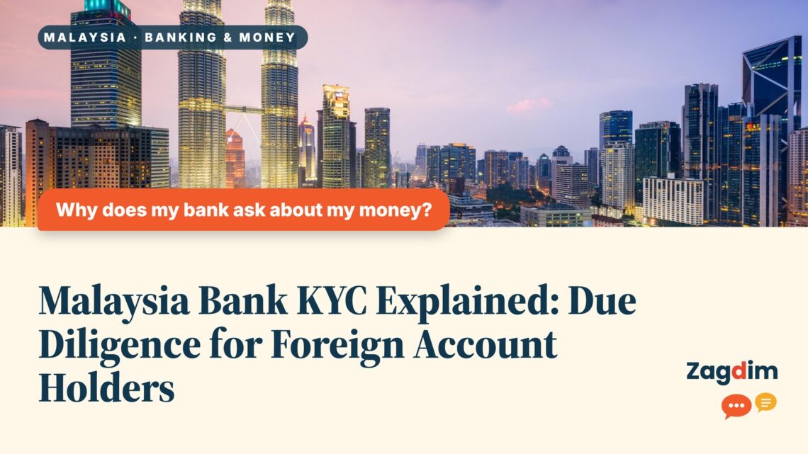 Kuala Lumpur skyline at twilight with Petronas Towers, illustrating Malaysia Bank KYC Explained: Due Diligence for Foreign Account Holders