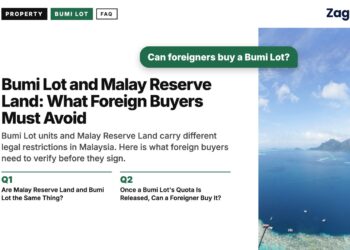 Aerial view of a deep blue channel between coral islands, illustrating Bumi Lot and Malay Reserve Land: What Foreign Buyers Must Avoid