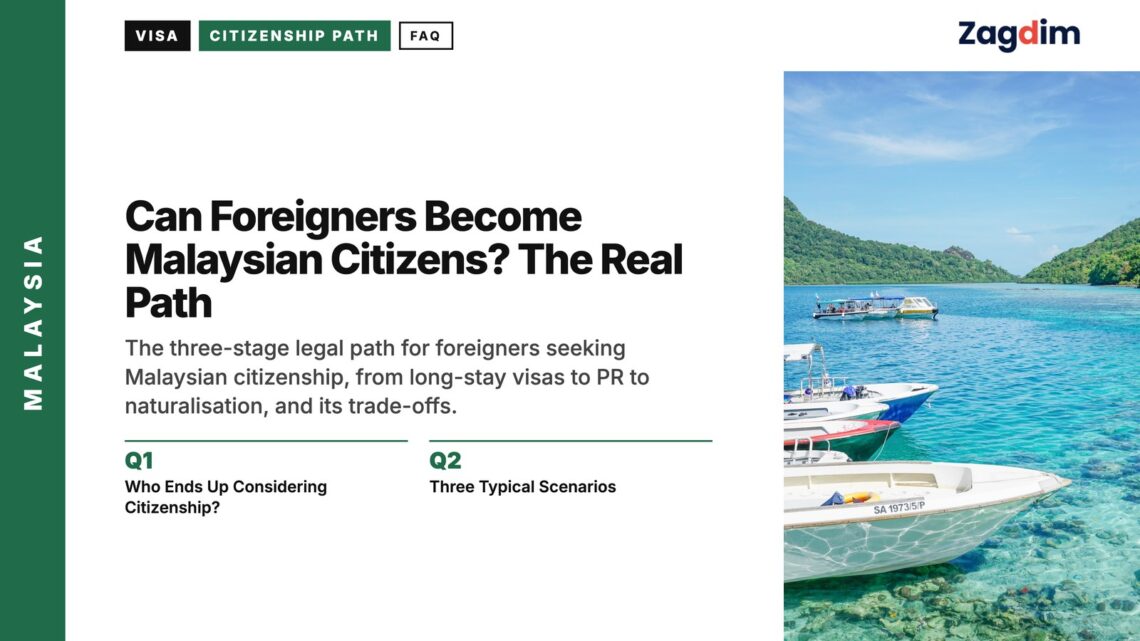 Island — speedboats anchored in turquoise water off island, illustrating Can Foreigners Become Malaysian Citizens? The Real Path