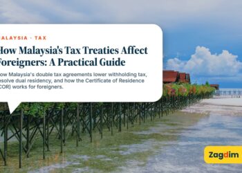 Stilt beach chalets at a coastal resort, illustrating How Malaysia's Tax Treaties Affect Foreigners: A Practical Guide