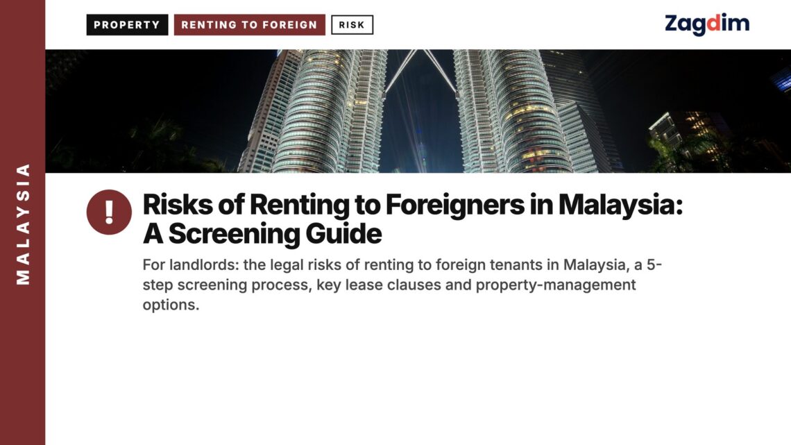 Night — Petronas Towers at night with fountain show, illustrating Risks of Renting to Foreigners in Malaysia: A Screening Guide