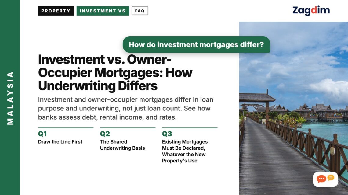 Wooden boardwalk over turquoise water stilt resort, illustrating Investment vs. Owner-Occupier Mortgages: How Underwriting Differs