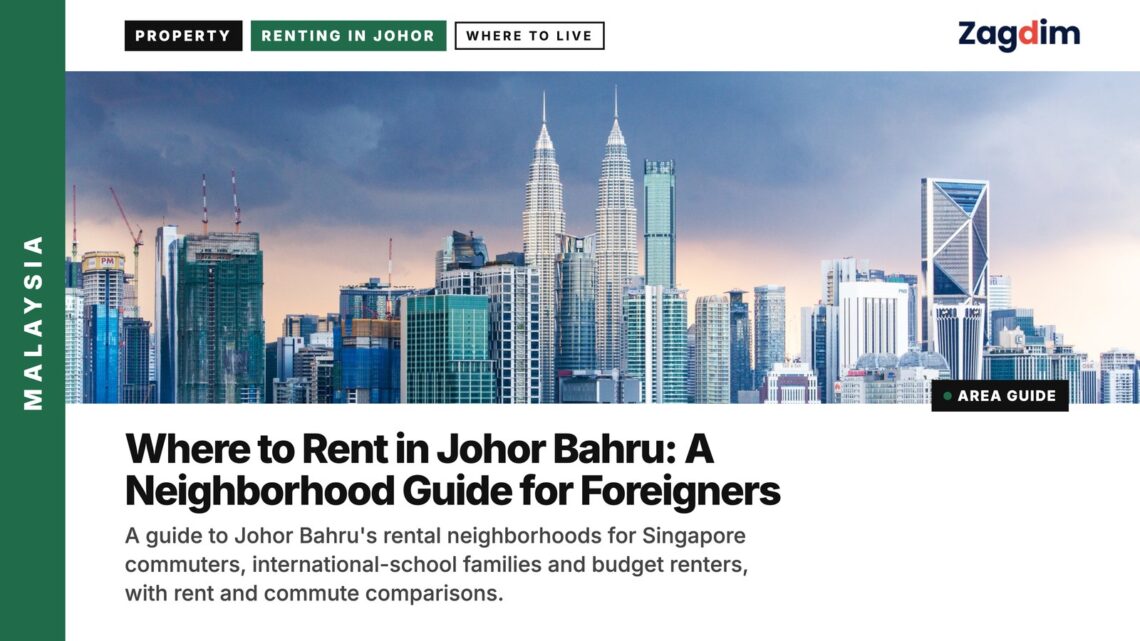 Skyline — Kuala Lumpur skyline with Petronas Towers and KL Tower, illustrating Where to Rent in Johor Bahru: A Neighborhood Guide for Foreigners