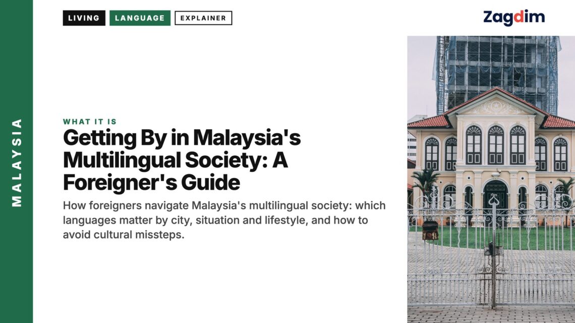 Architecture — white colonial building with modern skyscraper behind, illustrating Getting By in Malaysia's Multilingual Society: A Foreigner's Guide