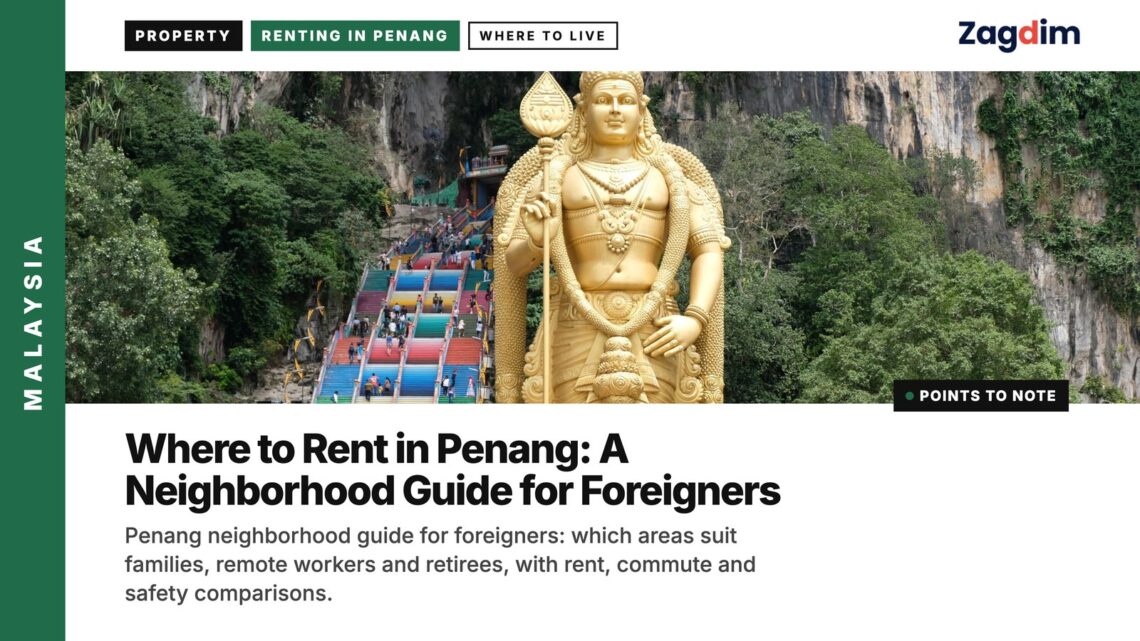 Temple — Batu Caves rainbow steps and golden Lord Murugan statue, illustrating Where to Rent in Penang: A Neighborhood Guide for Foreigners