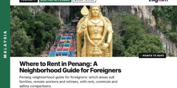 Temple — Batu Caves rainbow steps and golden Lord Murugan statue, illustrating Where to Rent in Penang: A Neighborhood Guide for Foreigners