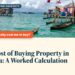 Stilt houses and moored boats over turquoise water, illustrating Total Cost of Buying Property in Malaysia: A Worked Calculation