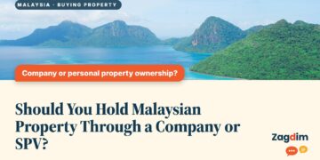 Aerial view of twin island peaks and coral reef, Semporna (Bohey Dulang), illustrating Should You Hold Malaysian Property Through a Company or SPV?