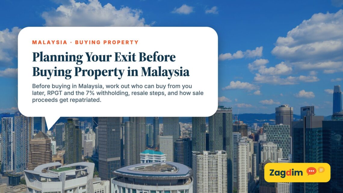 Daytime Kuala Lumpur skyline with Petronas Towers, illustrating Planning Your Exit Before Buying Property in Malaysia