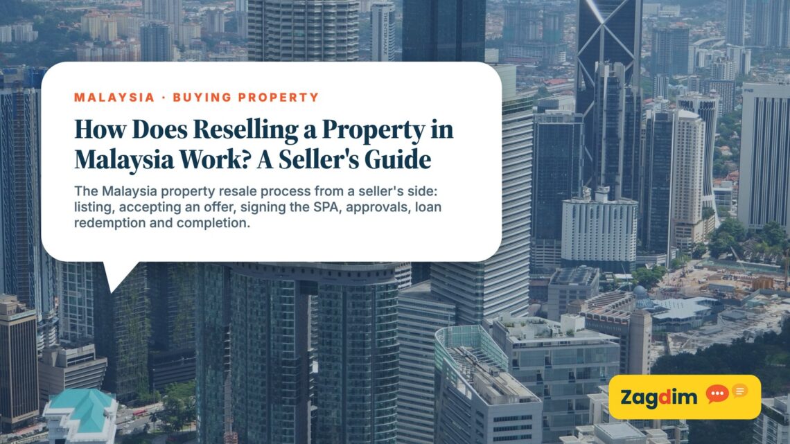 Aerial view of Kuala Lumpur skyline with rooftop pool, illustrating How Does Reselling a Property in Malaysia Work? A Seller's Guide