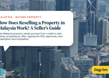 Aerial view of Kuala Lumpur skyline with rooftop pool, illustrating How Does Reselling a Property in Malaysia Work? A Seller's Guide