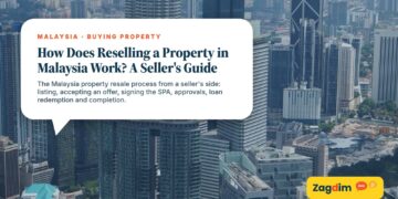 Aerial view of Kuala Lumpur skyline with rooftop pool, illustrating How Does Reselling a Property in Malaysia Work? A Seller's Guide