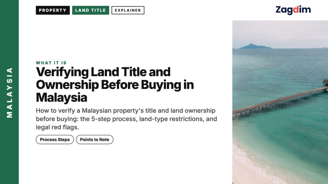 Aerial — aerial view of long jetty into turquoise sea, illustrating Verifying Land Title and Ownership Before Buying in Malaysia