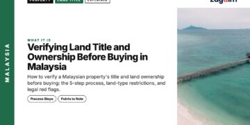 Aerial — aerial view of long jetty into turquoise sea, illustrating Verifying Land Title and Ownership Before Buying in Malaysia