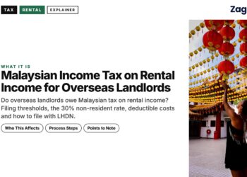 Festival — woman hanging red lanterns at temple, illustrating Malaysian Income Tax on Rental Income for Overseas Landlords