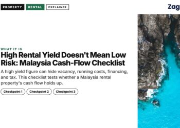 Aerial view of turquoise lagoon between limestone cliffs, illustrating High Rental Yield Doesn't Mean Low Risk: Malaysia Cash-Flow Checklist