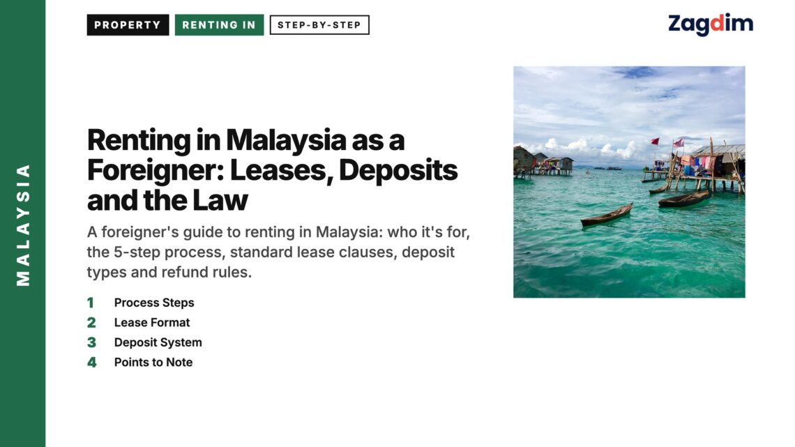 Architecture — stilt houses and moored boats over turquoise water, illustrating Renting in Malaysia as a Foreigner: Leases, Deposits and the Law