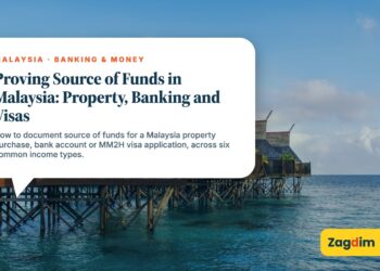 Stilt chalets over turquoise water at a resort, illustrating Proving Source of Funds in Malaysia: Property, Banking and Visas