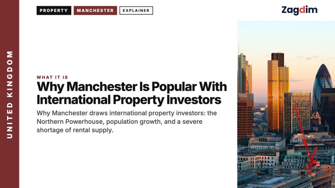 City of London skyline at sunset, illustrating Why Manchester Is Popular With International Property Investors