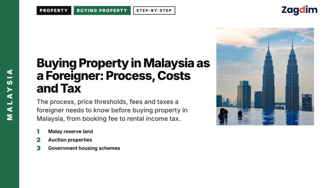 Skyline — infinity pool overlooking Kuala Lumpur skyline with Petronas Towers, illustrating Buying Property in Malaysia as a Foreigner: Process, Costs and Tax