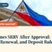 Philippine flag on a neoclassical government building, illustrating Zagdim's guide: Philippines SRRV After Approval: Fees, ID Renewal, and Deposit Rules