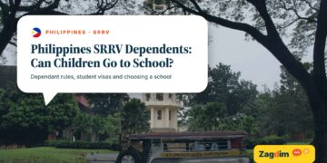 Jeepney passing a university clock tower in Manila, illustrating Zagdim's guide: Philippines SRRV Dependents: Can Children Go to School?
