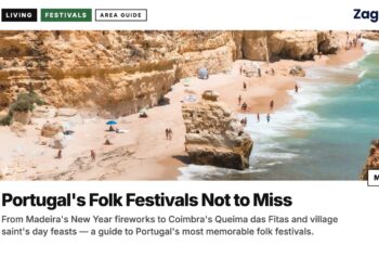 Aerial — Algarve cliffs and beach coastline, illustrating Portugal's Folk Festivals Not to Miss