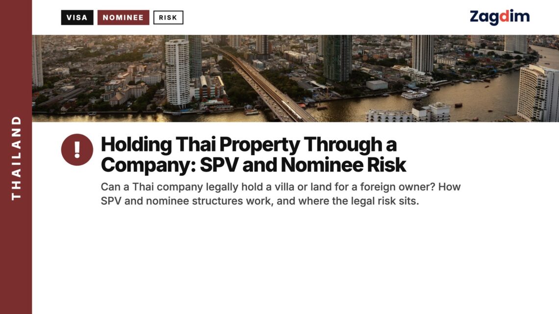 Bangkok Skyline — sunset river bridge, illustrating Holding Thai Property Through a Company: SPV and Nominee Risk