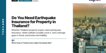 Bangkok Aerial — dense hazy, illustrating Do You Need Earthquake Insurance for Property in Thailand?