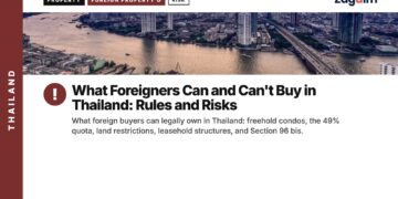 Bangkok Aerial — river sunset, illustrating What Foreigners Can and Can't Buy in Thailand: Rules and Risks