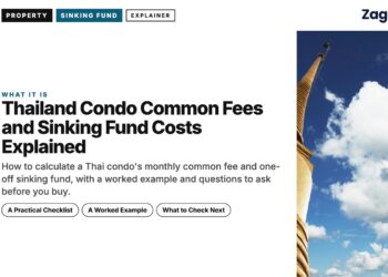 Landmark — golden chedi + Thai flag, illustrating Thailand Condo Common Fees and Sinking Fund Costs Explained