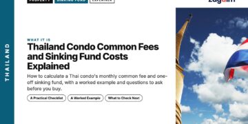 Landmark — golden chedi + Thai flag, illustrating Thailand Condo Common Fees and Sinking Fund Costs Explained