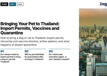Bangkok Aerial — dense hazy, illustrating Bringing Your Pet to Thailand: Import Permits, Vaccines and Quarantine