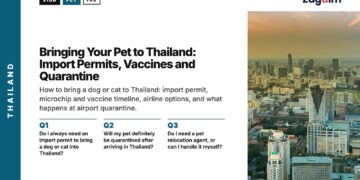 Bangkok Aerial — dense hazy, illustrating Bringing Your Pet to Thailand: Import Permits, Vaccines and Quarantine