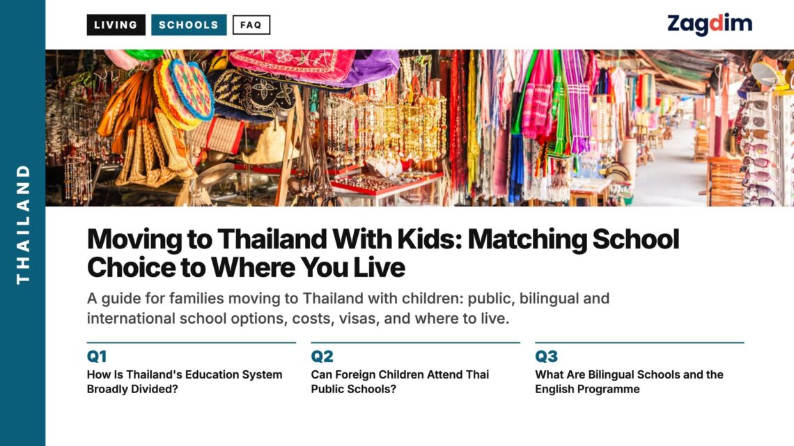 Market — bags stall, illustrating Moving to Thailand With Kids: Matching School Choice to Where You Live