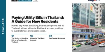 Street — Bangkok shopping traffic, illustrating Paying Utility Bills in Thailand: A Guide for New Residents