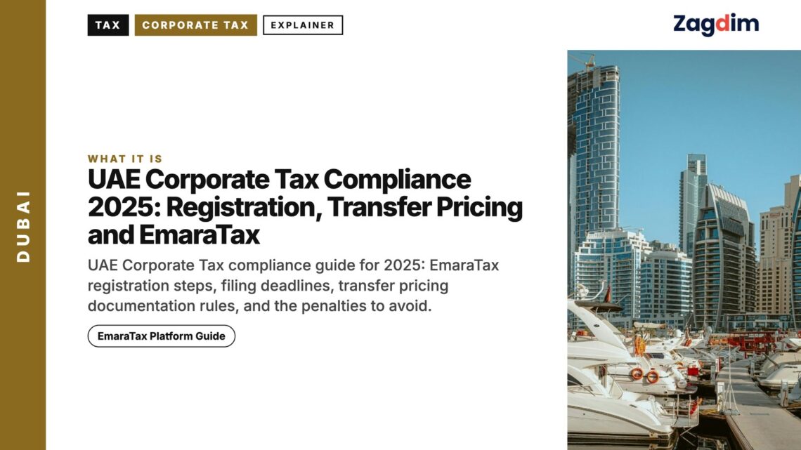 Harbour — Yachts moored in Dubai Marina with towers behind, illustrating UAE Corporate Tax Compliance 2025: Registration, Transfer Pricing and EmaraTax