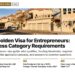 Residential — Residential street of sandstone villas with pedestrian shadow, illustrating UAE Golden Visa for Entrepreneurs: Business Category Requirements