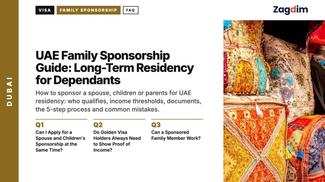 Market — Colourful cushions and textiles at a souk stall, illustrating UAE Family Sponsorship Guide: Long-Term Residency for Dependants