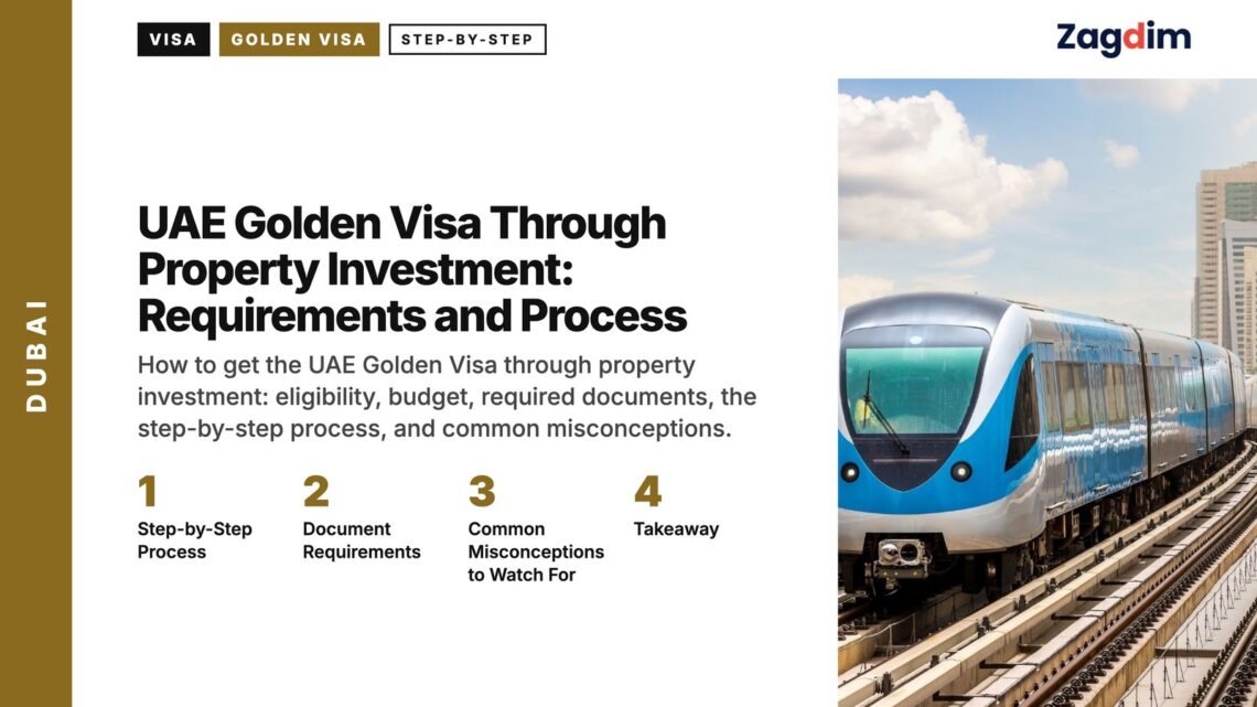Transport — Dubai Metro train on elevated track, illustrating UAE Golden Visa Through Property Investment: Requirements and Process