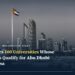 Abu Dhabi skyline with the UAE national flag, as the Golden Visa university-graduate pathway is expanded to 100 named universities