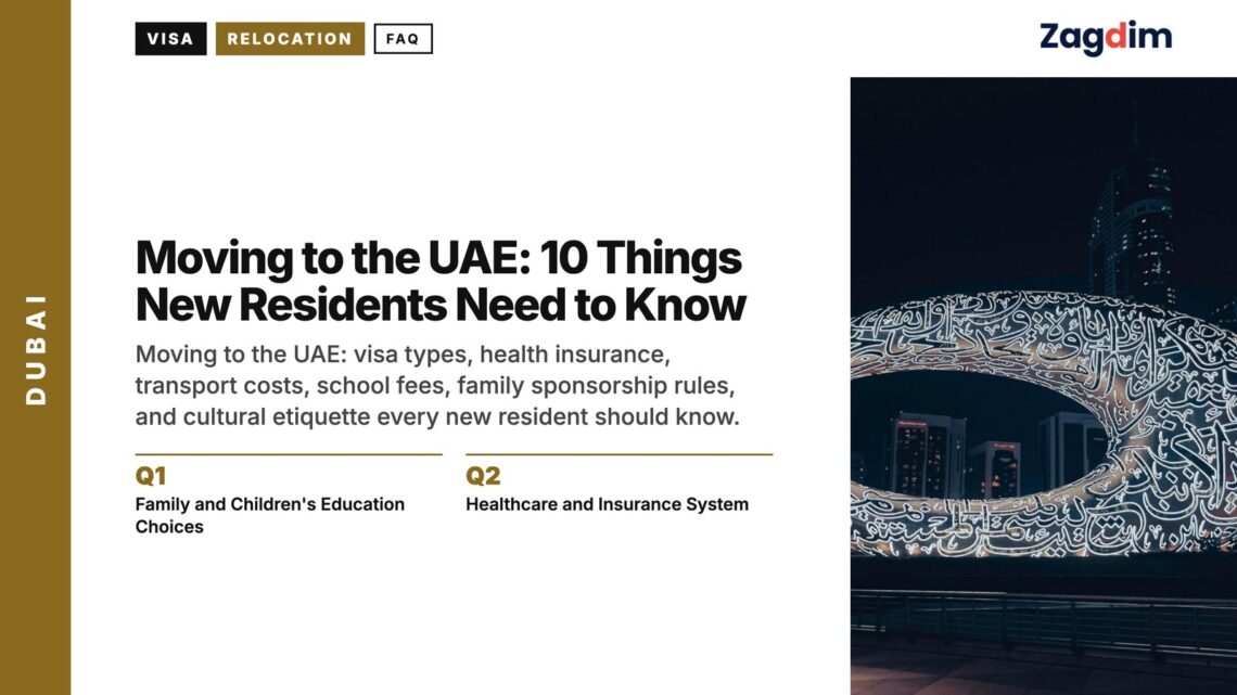 Landmark — Museum of the Future illuminated at night with skyline, illustrating Moving to the UAE: 10 Things New Residents Need to Know