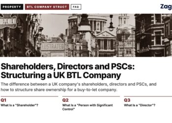 Vintage black-and-white London street scene, illustrating Shareholders, Directors and PSCs: Structuring a UK BTL Company