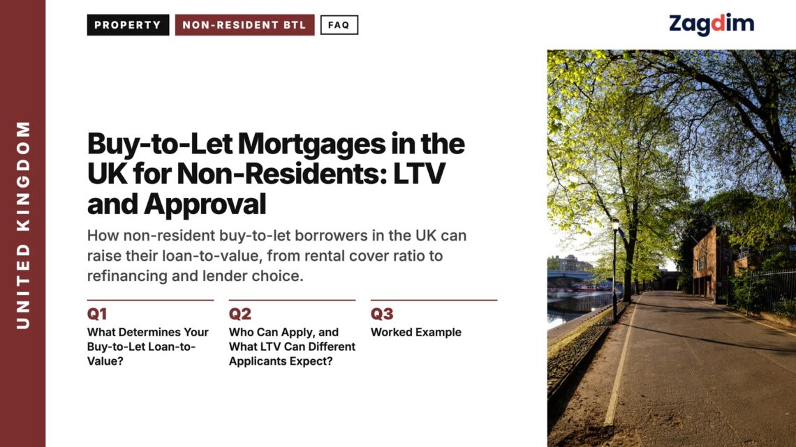 Tree-lined path in autumn, illustrating Buy-to-Let Mortgages in the UK for Non-Residents: LTV and Approval