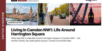 Houses of Parliament and Big Ben across the Thames, illustrating Living in Camden NW1: Life Around Harrington Square