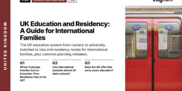 London Underground train at the platform, illustrating UK Education and Residency: A Guide for International Families