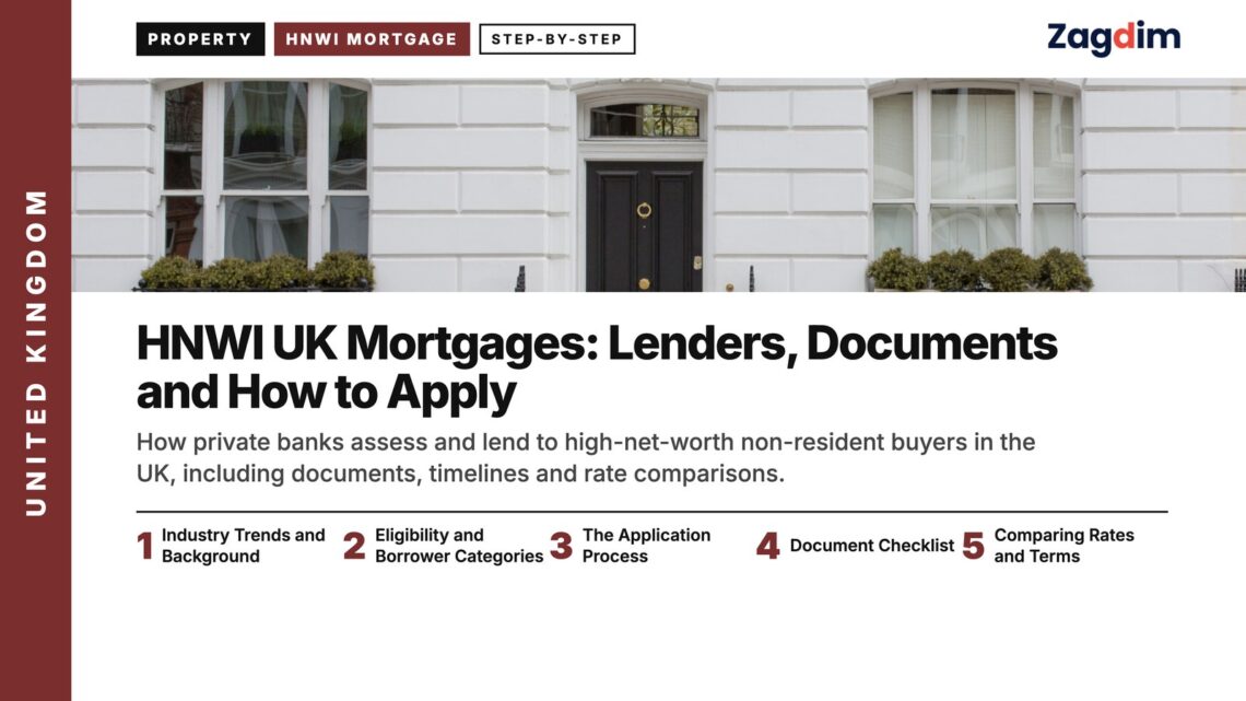 White stucco townhouse frontage, illustrating HNWI UK Mortgages: Lenders, Documents and How to Apply