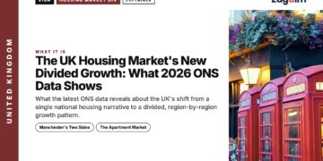 Red telephone boxes outside a pub, illustrating The UK Housing Market's New Divided Growth: What 2026 ONS Data Shows