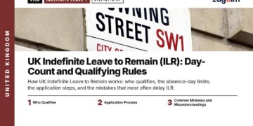 Downing Street sign, illustrating UK Indefinite Leave to Remain (ILR): Day-Count and Qualifying Rules